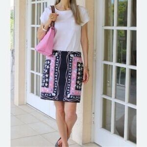 Talbots Pink and Navy nautical 🐚 shell Mini Skirt size 6